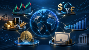 Principais mercados financeiros: ações, Forex, commodities, índices, criptomoedas e títulos