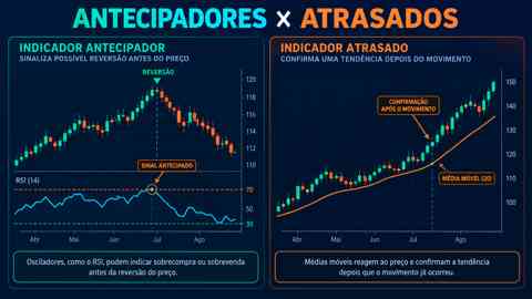 Gráfico comparando indicadores antecipadores e indicadores atrasados