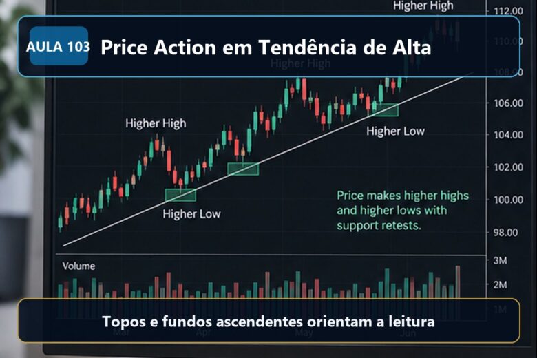 Imagem informativa exclusiva para Aula 103 — Price Action em Tendência de Alta