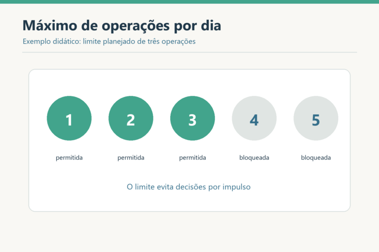 Limite planejado de três operações diárias: as operações quatro e cinco ficam bloqueadas.