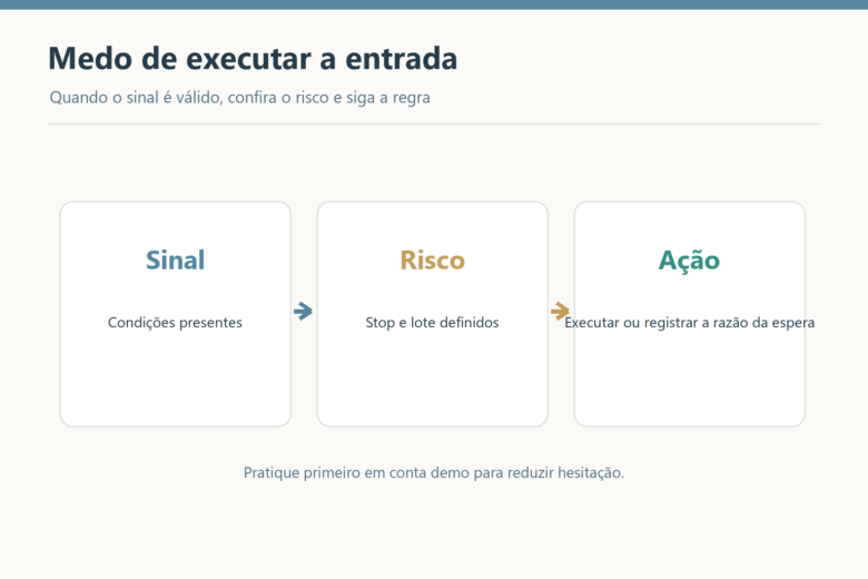 Três etapas para executar uma boa entrada: confirmar sinal, conferir risco e agir conforme o plano.