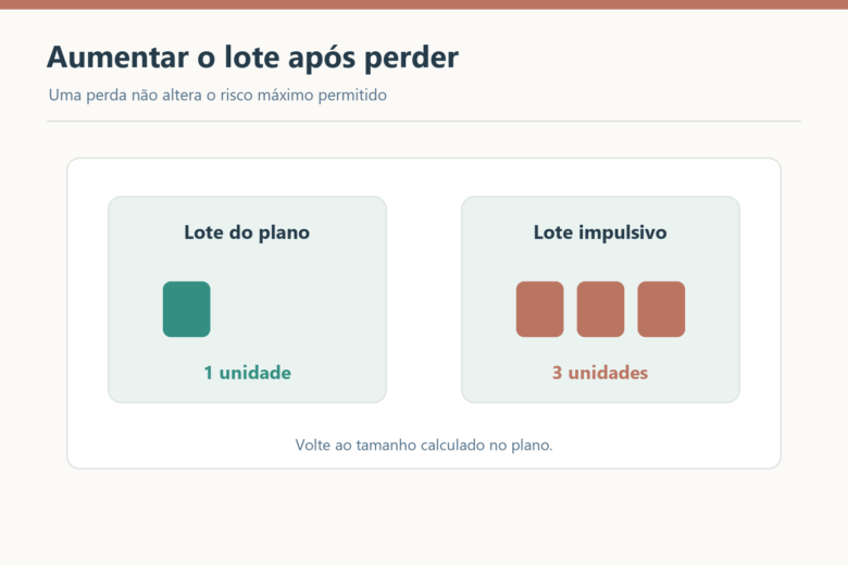 Comparação mostra lote planejado de uma unidade e lote impulsivo de três unidades após perda.
