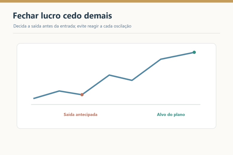Gráfico compara encerramento antecipado do lucro e o alvo definido antes da entrada.
