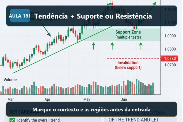 Imagem informativa exclusiva para Aula 181 — Tendência + Suporte ou Resistência