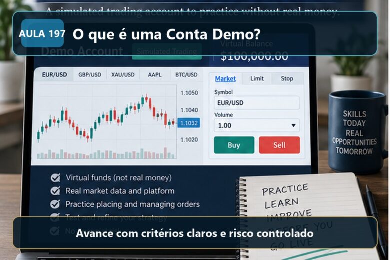 Imagem informativa exclusiva para Aula 197 — O que é uma Conta Demo?