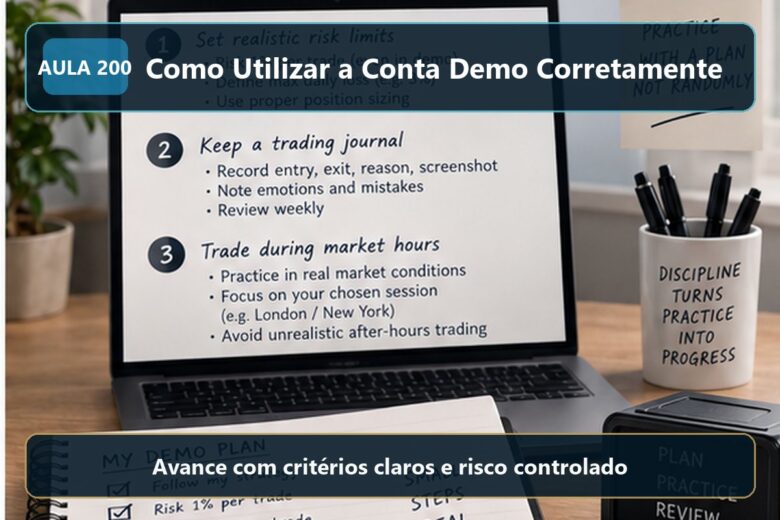 Imagem informativa exclusiva para Aula 200 — Como Utilizar a Conta Demo Corretamente
