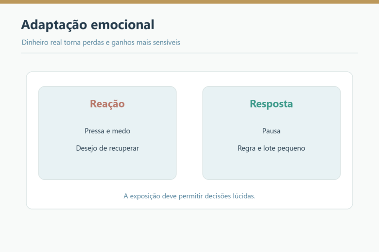 Comparação entre reação impulsiva e resposta planejada ao dinheiro real.
