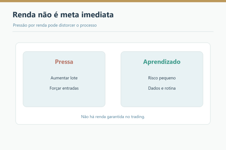 Comparação entre pressa por renda e aprendizado com risco pequeno.