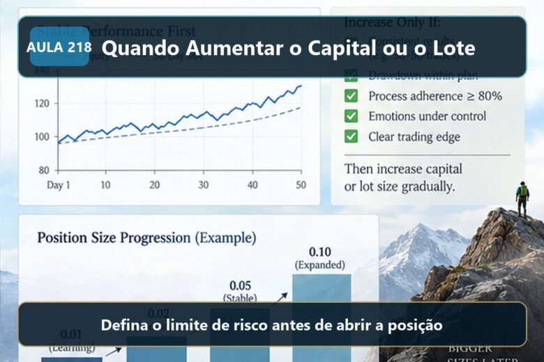 Imagem informativa exclusiva para Aula 218 — Quando Aumentar o Capital ou o Lote