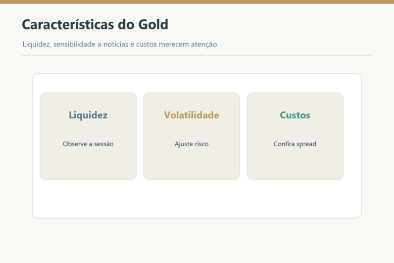 Liquidez, volatilidade e custos são características importantes ao operar Gold.