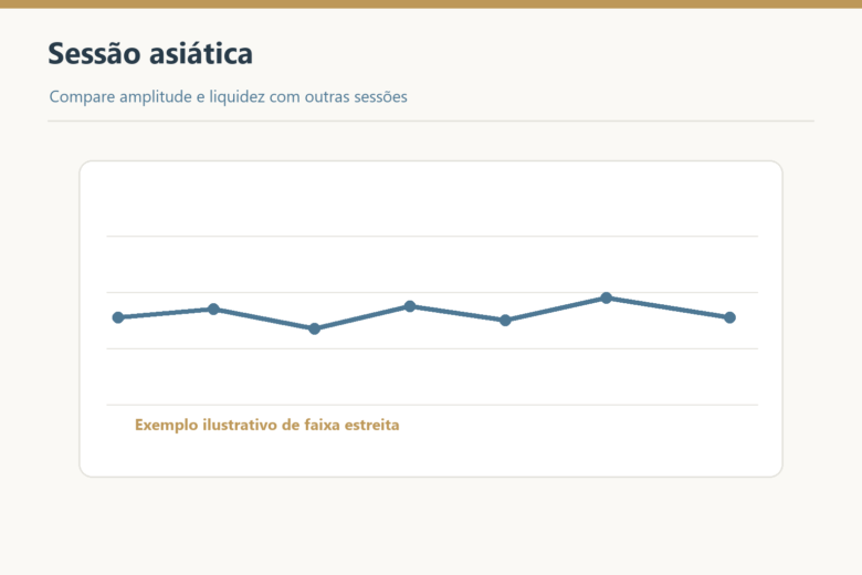 Gráfico ilustrativo de faixa de preço mais estreita na sessão asiática.