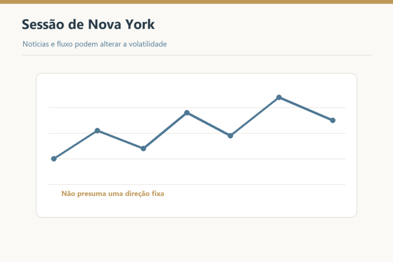 Gráfico ilustra volatilidade na sessão de Nova York sem presumir direção.