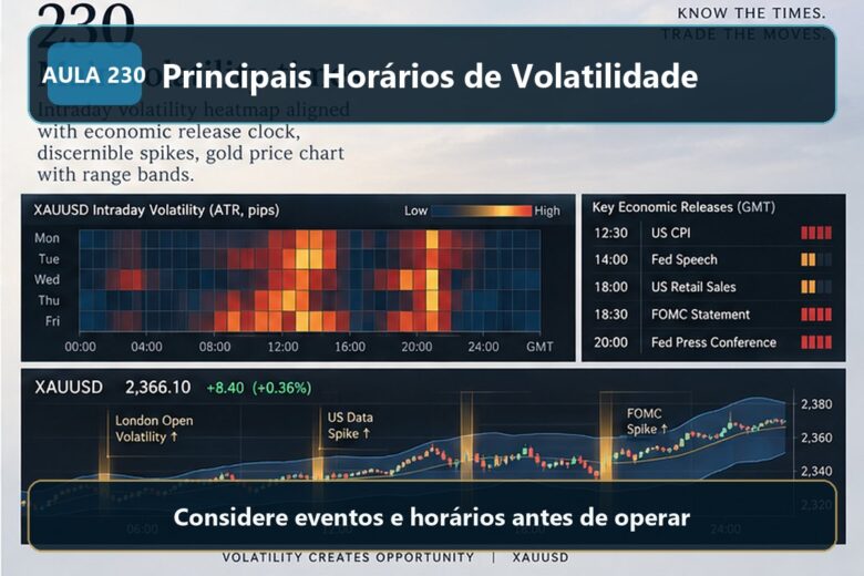Imagem informativa exclusiva para Aula 230 — Principais Horários de Volatilidade