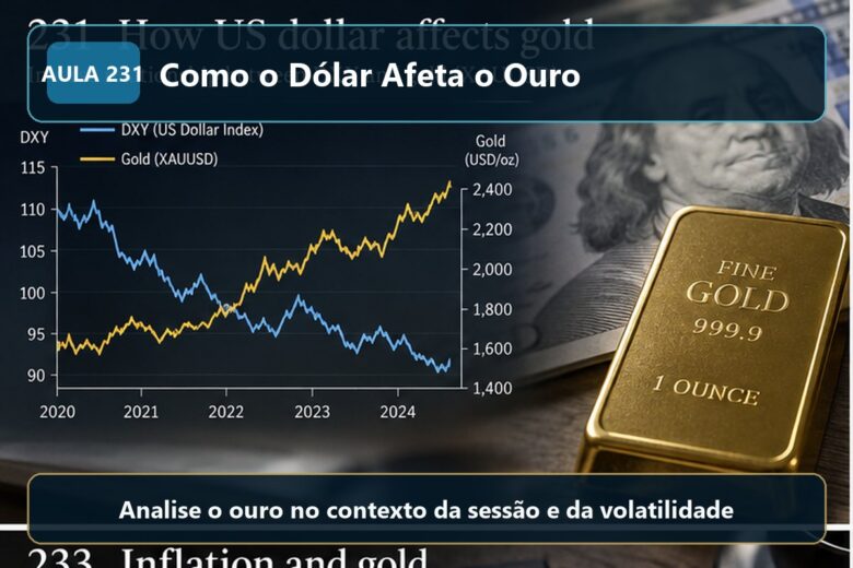 Imagem informativa exclusiva para Aula 231 — Como o Dólar Afeta o Ouro