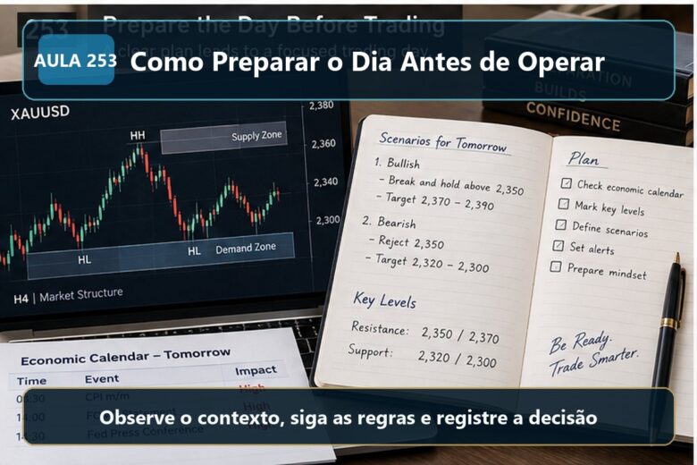Imagem informativa exclusiva para Aula 253 — Como Preparar o Dia Antes de Operar