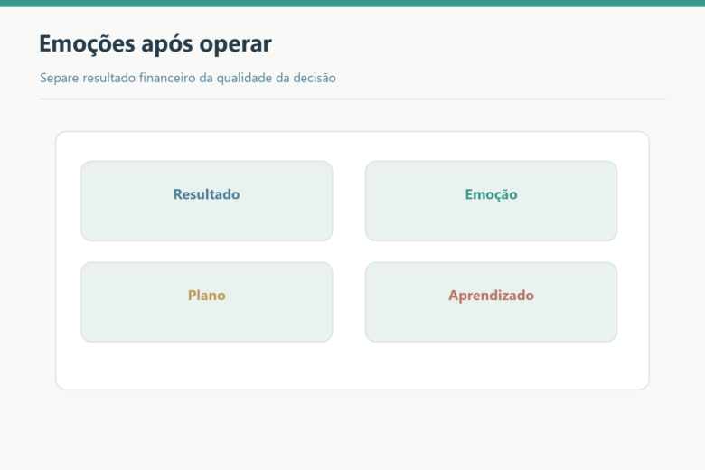 Resultado, emoção, plano e aprendizado após a operação.
