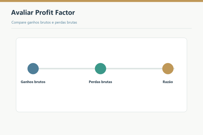 Ganhos brutos divididos por perdas brutas produzem o Profit Factor.