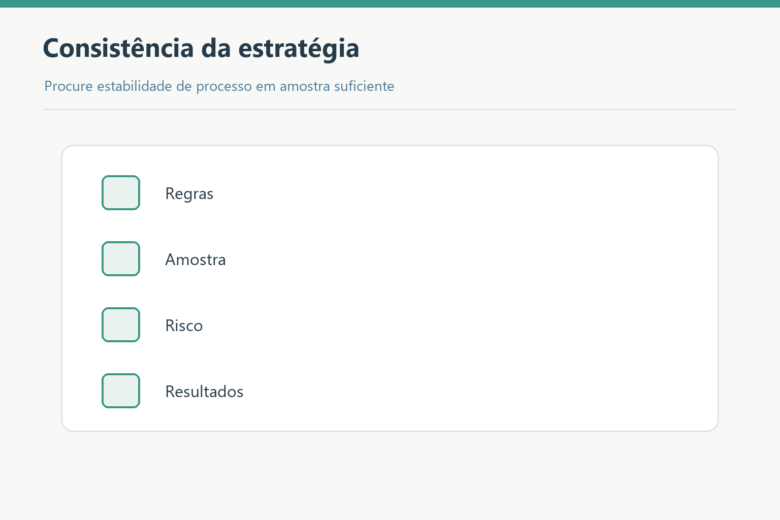 Regras, amostra, risco e resultados para avaliar consistência.