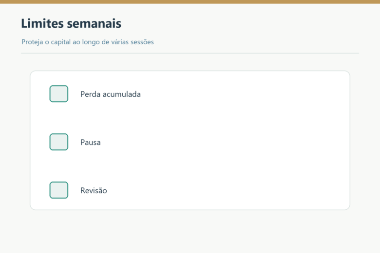 Perda acumulada, pausa e revisão nos limites semanais.