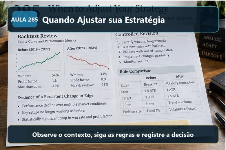Imagem informativa exclusiva para Aula 285 — Quando Ajustar sua Estratégia