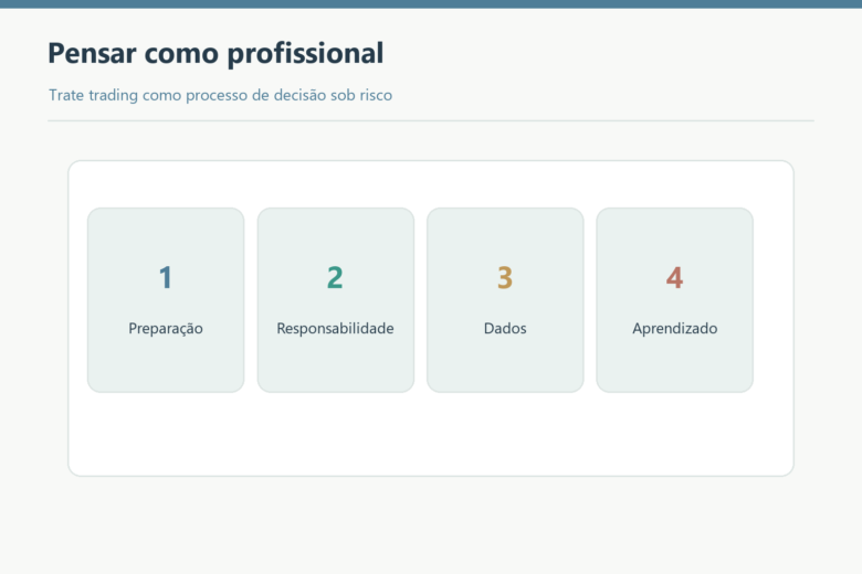 Preparação, responsabilidade, dados e aprendizado na mentalidade profissional.