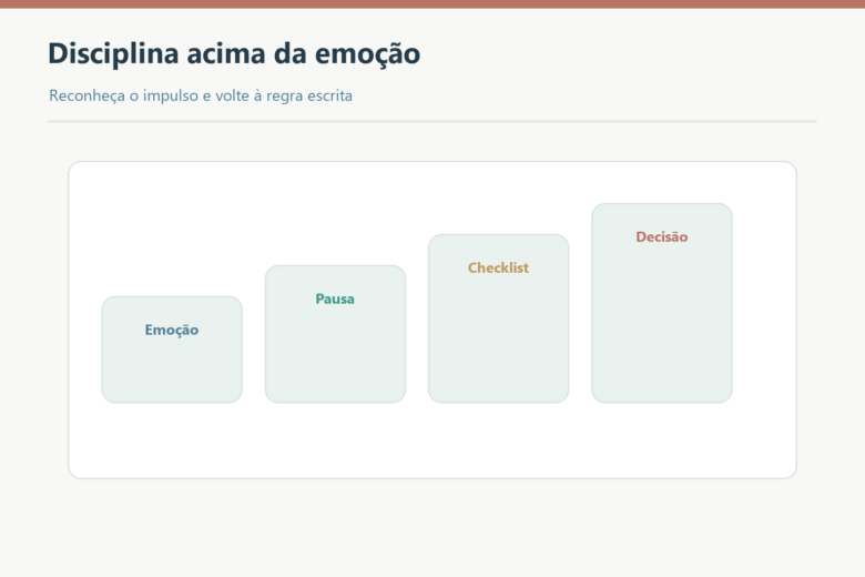Emoção, pausa, checklist e decisão colocam disciplina acima do impulso.