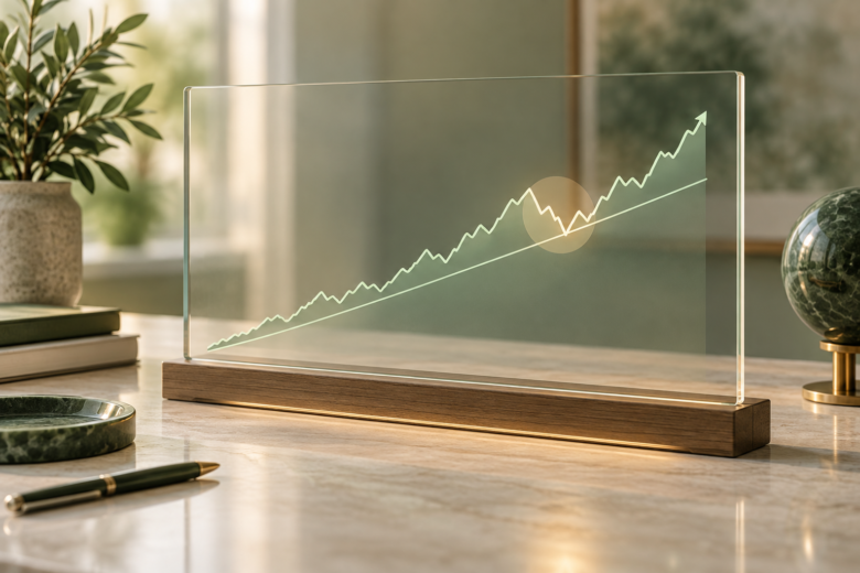 Linha de preço em tendência de alta faz um recuo temporário até a linha ascendente e retoma a subida.