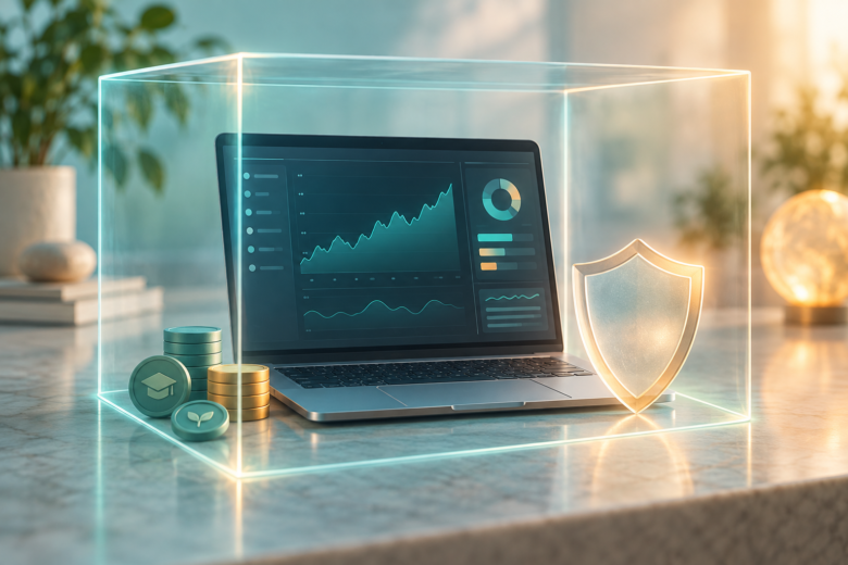 Ambiente de prática de trading em conta demo, separado do uso de dinheiro real.